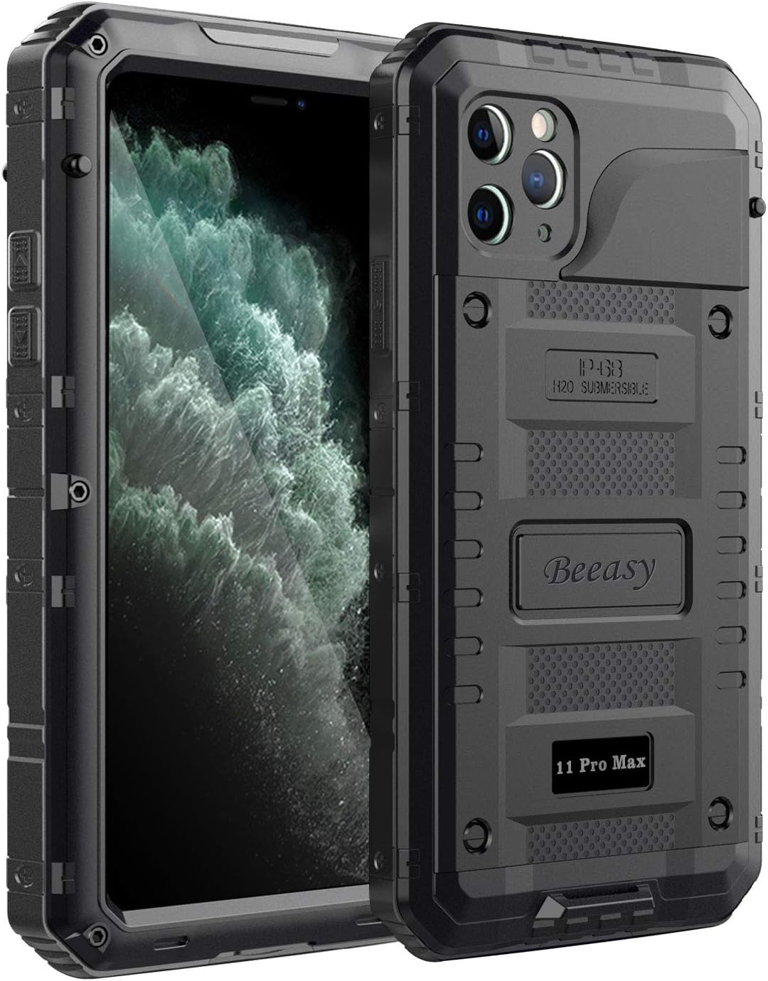 Beeasy für iPhone 11 Pro Max Hülle (6,5") Wasserdicht Outdoor, Stossfest Panzerhülle Militär 360 Gra