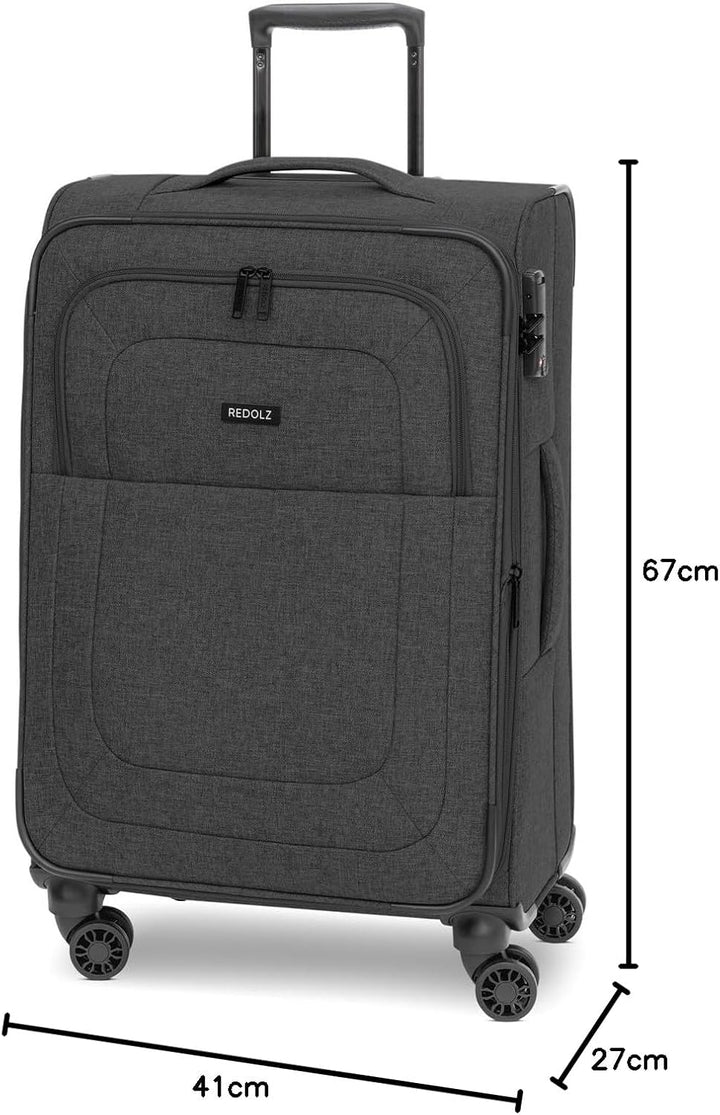REDOLZ Essentials 12 MEDIUM Weichschalen Koffer für Männer & Frauen | Leichter Trolley 67 cm mit 4 D