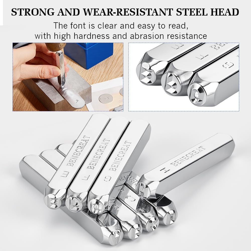 BENECREAT 36 Pack 5mm Alphabet und arabischen Ziffern Briefmarken, Metall Punch Stempel Stanzwerkzeu