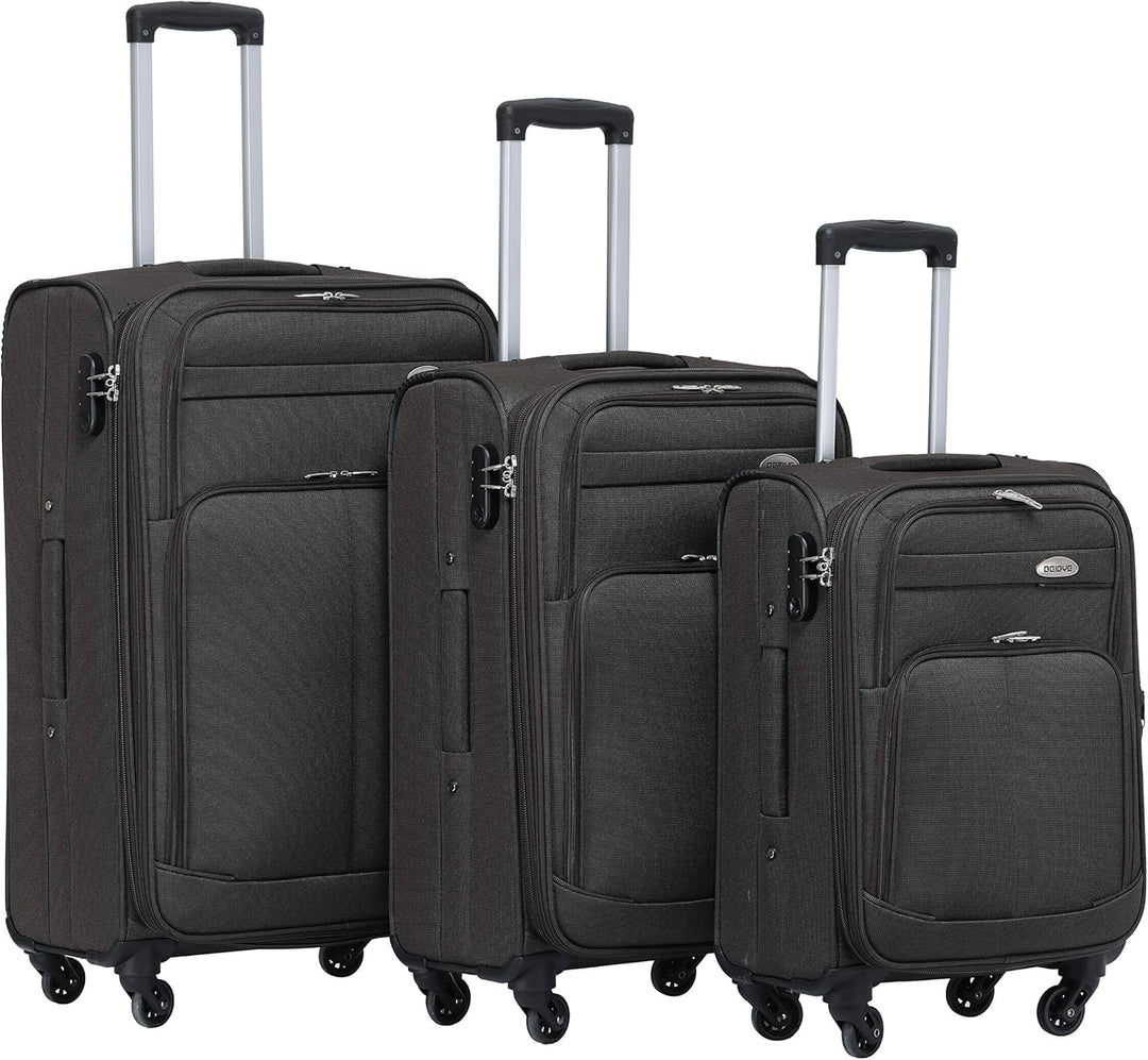 BEIBYE Kofferset Trolley Gepäckset Stoff Dehnungsfuge Koffer Reisekoffer (Coffee), Coffee