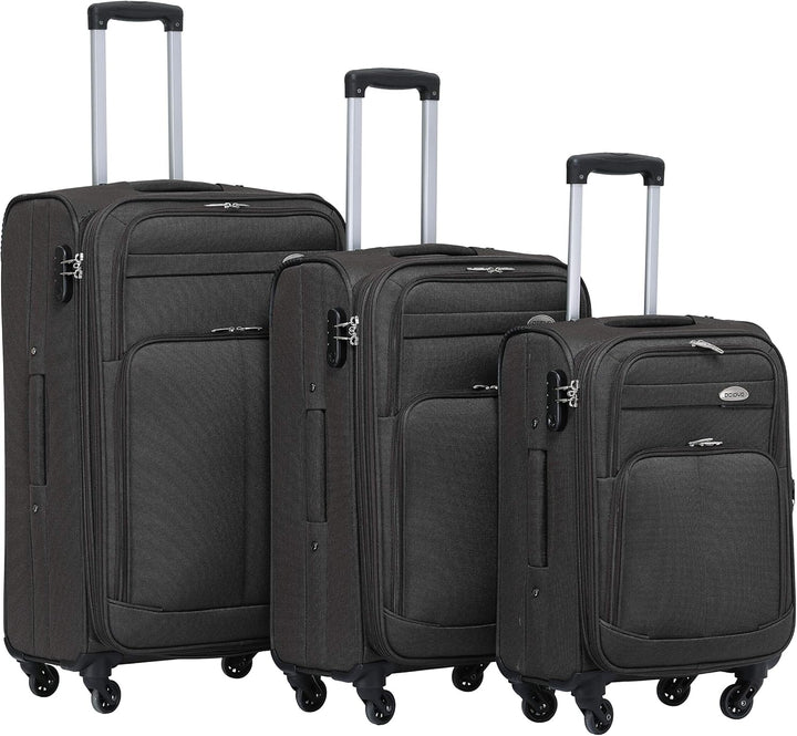 BEIBYE Kofferset Trolley Gepäckset Stoff Dehnungsfuge Koffer Reisekoffer (Coffee), Coffee