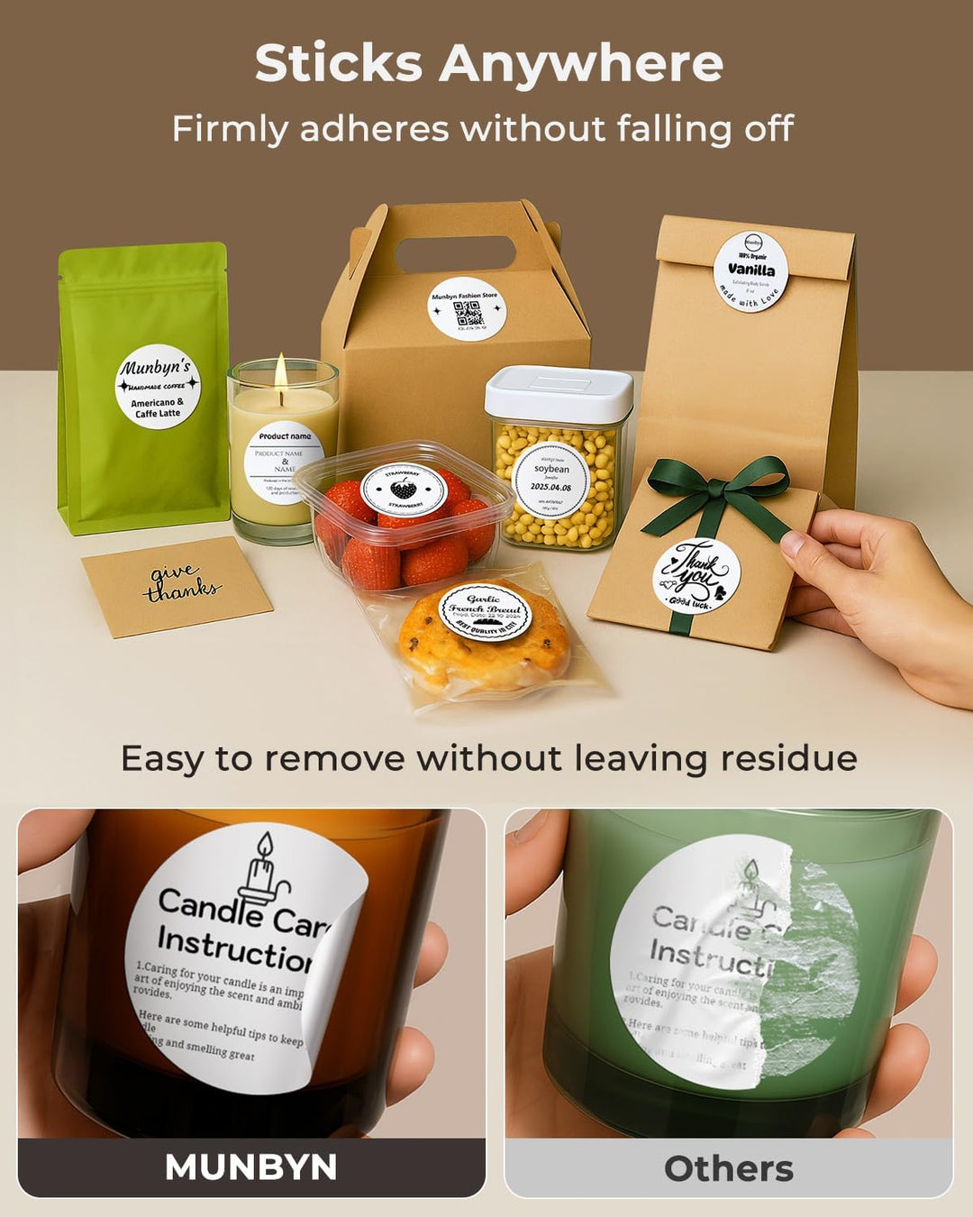 MUNBYN 2" Runde Etiketten Selbstklebend Rolle-Versandetiketten 750 Etiketten Kreis Thermodirekt Etik