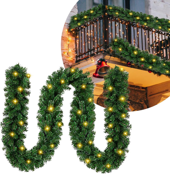 Gimisgu Weihnachtsgirlande 5m Tannengirlande mit Beleuchtung 100 LEDs Weihnachtskranz künstlich Weih
