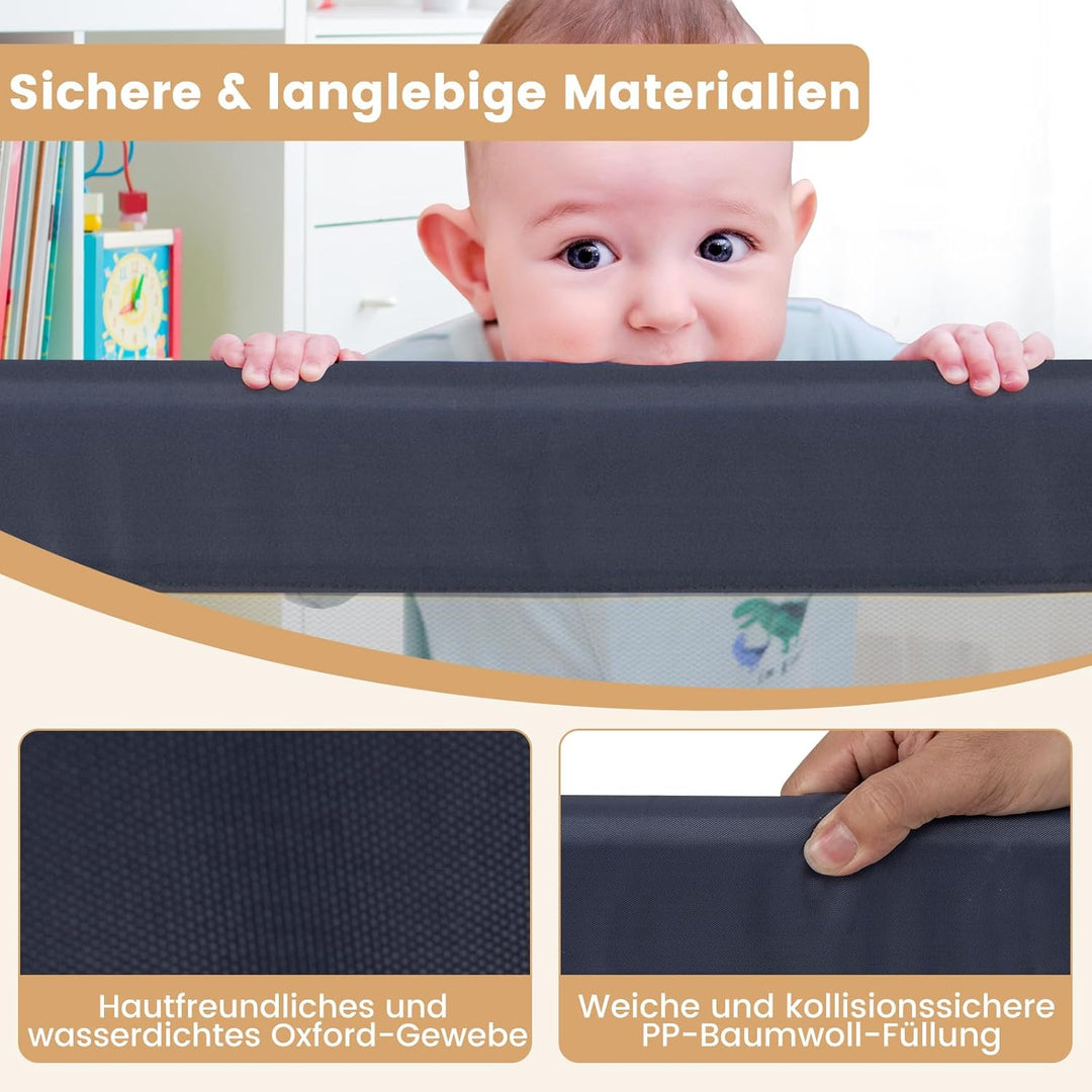 COSTWAY Bettgitter klappbar, Bettschutzgitter mit Verstellbarer Gurte, EIN-klick-Faltung, Rausfallsc