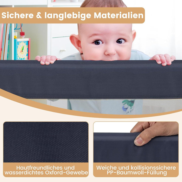 COSTWAY Bettgitter klappbar, Bettschutzgitter mit Verstellbarer Gurte, EIN-klick-Faltung, Rausfallsc