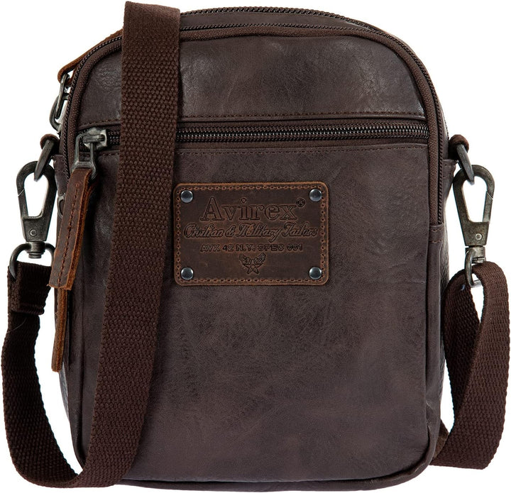 Avirex Kollektion Buffalo, kleiner Schultergurt, Crossbody Bag Small, Herrentasche, Braun