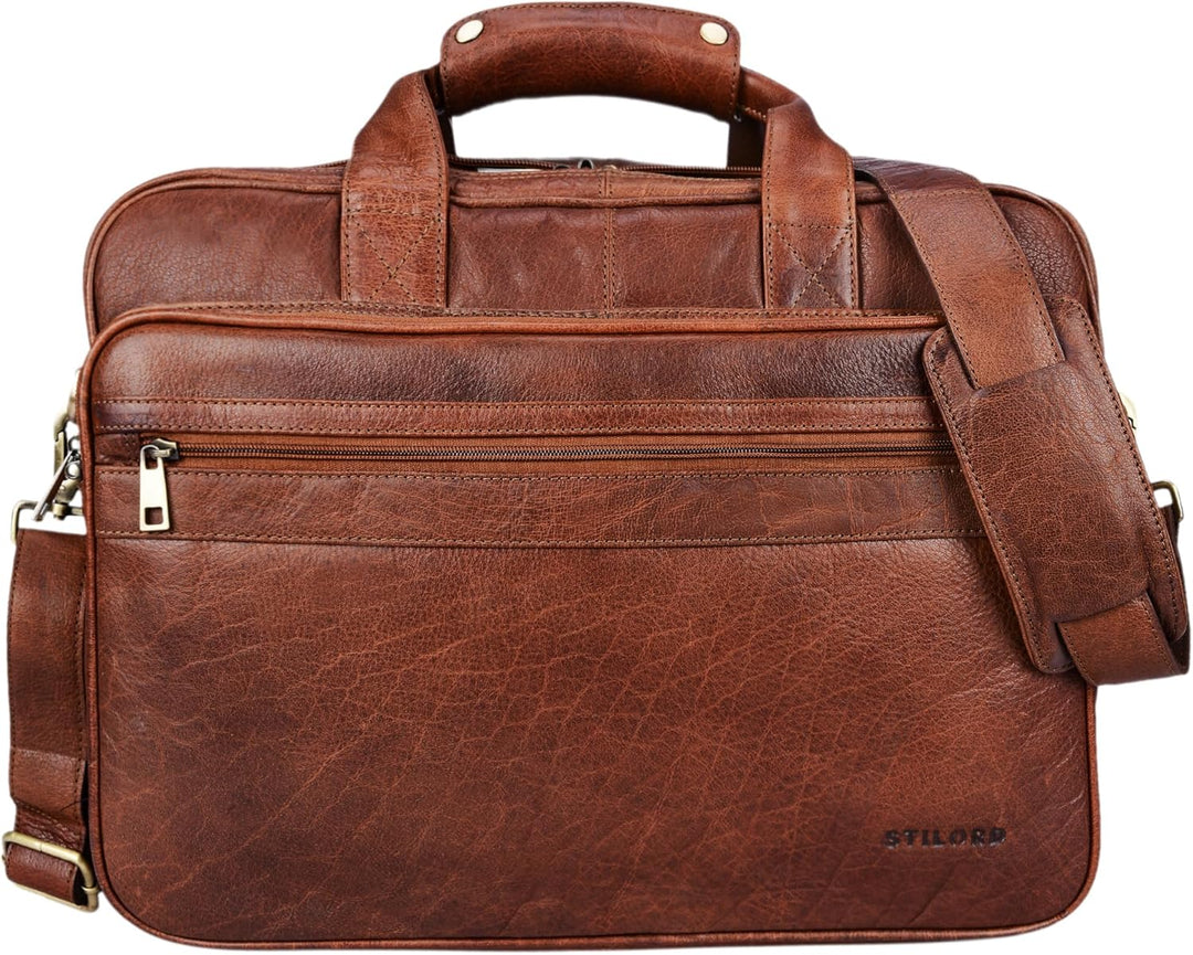 STILORD 'Leopold' XL Echtleder Aktentasche - der verbesserte Geheimtipp für Lehrerzimmer & Büro - Bu
