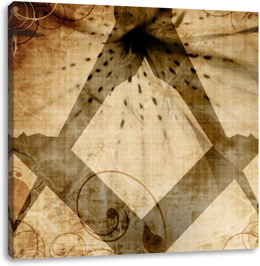 Freimauer Symbol, Format: 70x70 auf Leinwand, XXL riesige Bilder fertig gerahmt mit Keilrahmen, Kuns