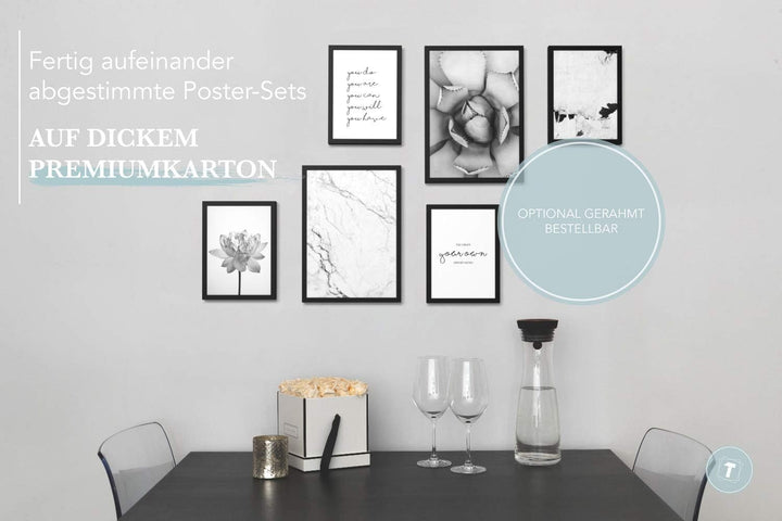 Papierschmiede® Mood Poster Set Unity Schwarz-Weiss, Bilder Wohnzimmer Deko Schlafzimmer, 2x DIN A3