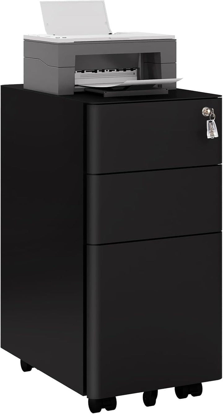 WOLTU Rollcontainer, Aktenschrank abschliessbar, Büroschrank Rollschrank, Schrank mit 3 Schubladen 5