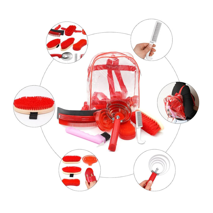 MUALROUS Pferdepflege-Kits 10-TLG Pferdereinigungs Set Pferdebürsten-Set Brush Putzzeug für Pferde S