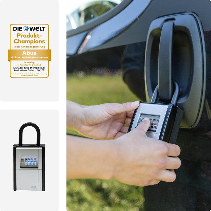 ABUS KeyGarage 797 LED - Schlüsselbox mit Bügel zur Befestigung - mit beleuchteten Zahlenwalzen - fü