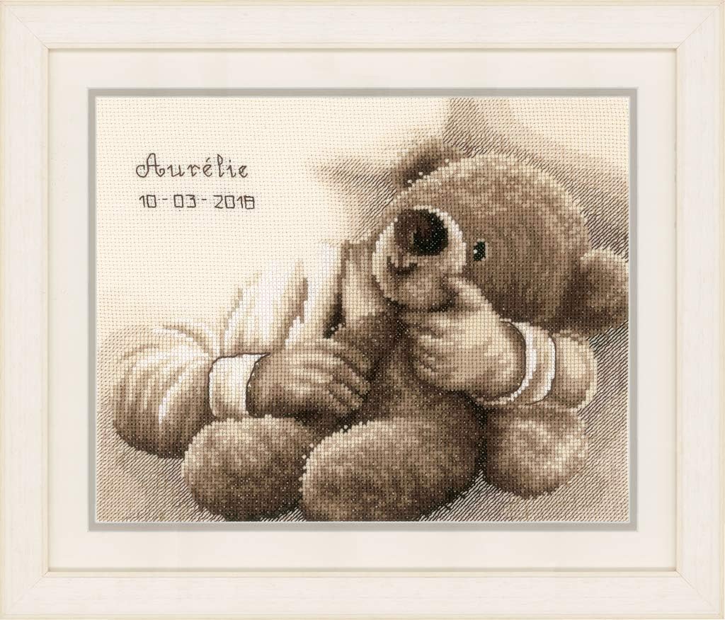 Vervaco Stickpackung erster Teddy, Zählmuster Zählmusterpackung, Baumwolle, Mehrfarbig, 25 x 20 x 0,
