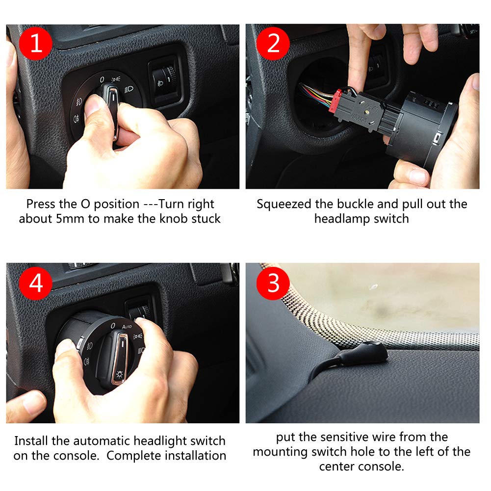 Scheinwerferschalter Lichtsensor, Auto Scheinwerferlampensteuerschalter Lichtsensormodul für MK5 MK6