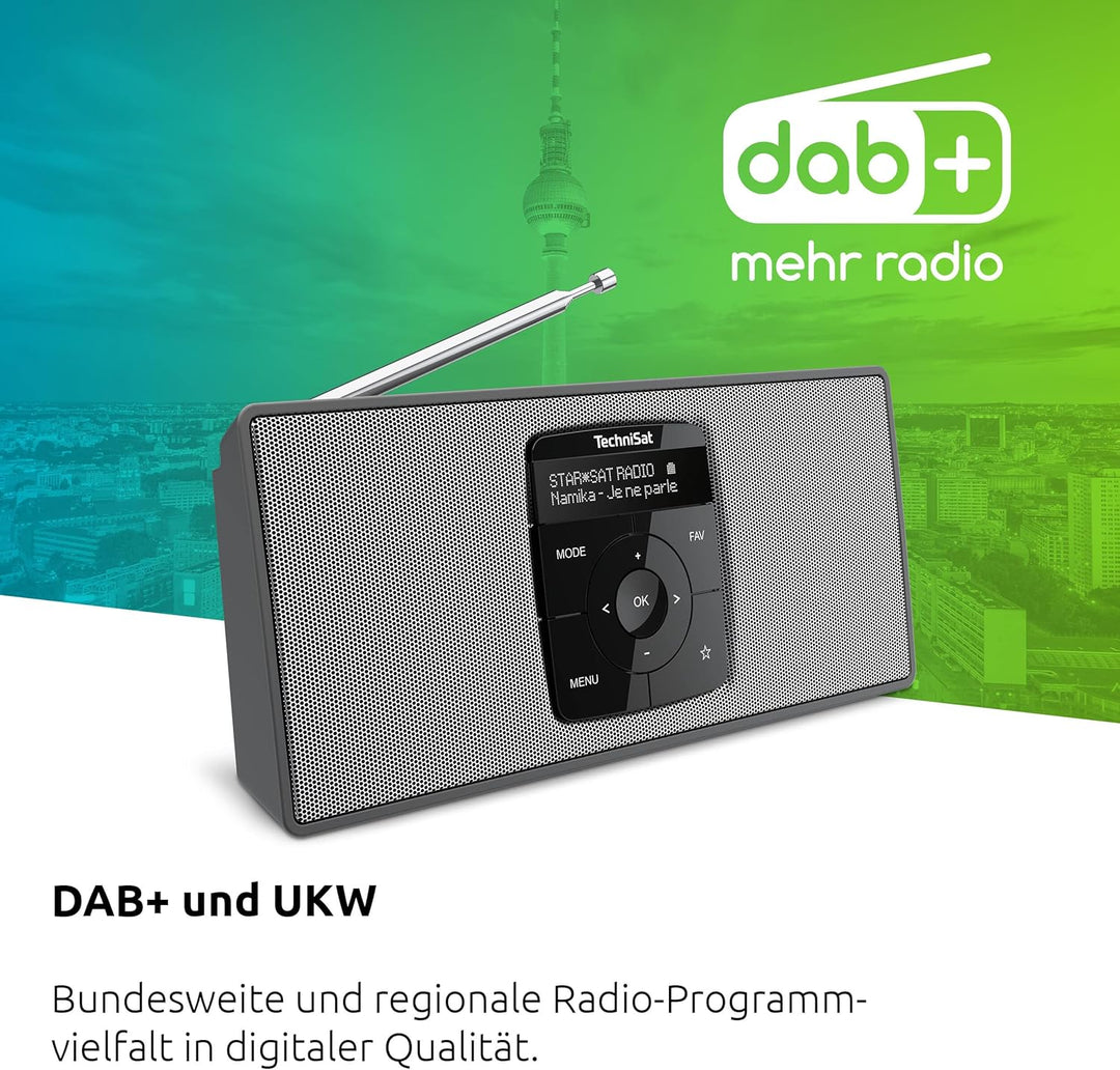 TechniSat DIGITRADIO 2 S - Tragbares DAB Stereo-Radio mit Akku (DAB+, UKW, Bluetooth Audiostreaming,