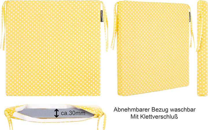 Brandsseller Sitzkissen Punkte 4er-Set ca. 40x40 cm mit Klettverschluss Stuhlauflage Sitzauflage 4 K