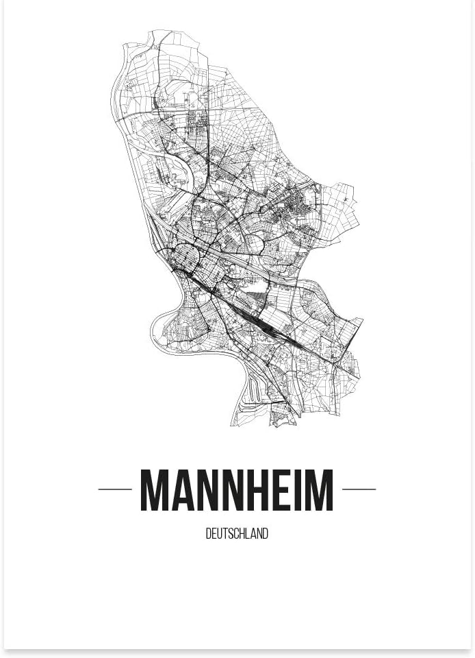 JUNIWORDS Stadtposter, Mannheim, Wähle eine Grösse, 60 x 90 cm, Poster, Schrift B, Weiss 60 x 90 cm