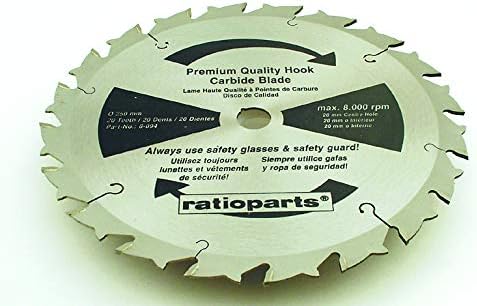 Ratioparts Hartmetallmesser 24-Zahn, A-Ø 250 mm, B-Ø 20 mm, Stärke 2,2/3,2 mm