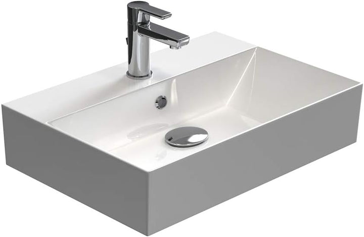 Aqua Bagno | Eckiges Design Handwaschbecken, hochwertige Keramik, modern & stilvoll durch dünnen Ran