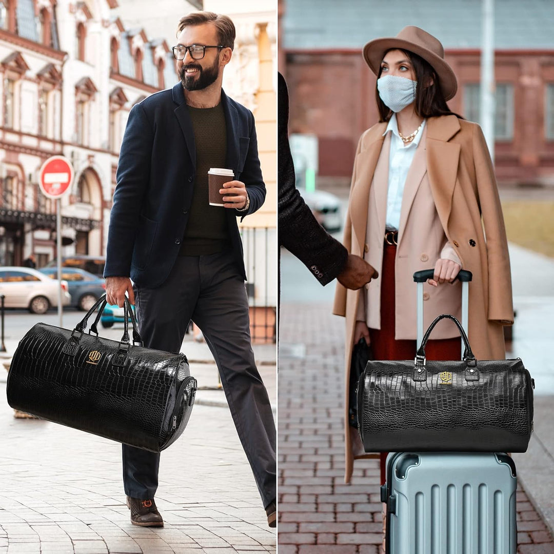 Modoker Umwandelbarer Kleidersack aus Leder, anthrazit/schwarz, Einheitsgrösse, Umwandelbarer Kleide