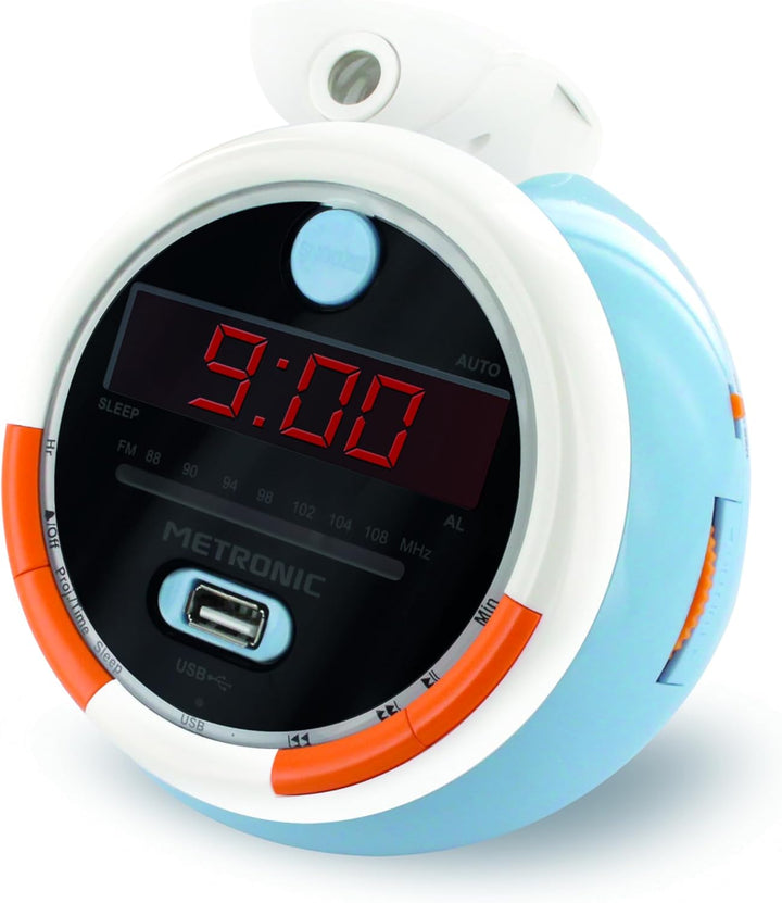 Le Petit Prince 477342 Radiowecker FM USB, Projektion Dual Alarm und Sleep/Snooze-Funktionen, Batter