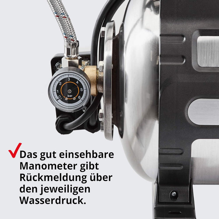 (NEU) HECHT Edelstahl Hauswasserwerk INOX, Wasserpumpe, 1100 Watt, 8 m selbstansaugend, 4,5 bar Förd
