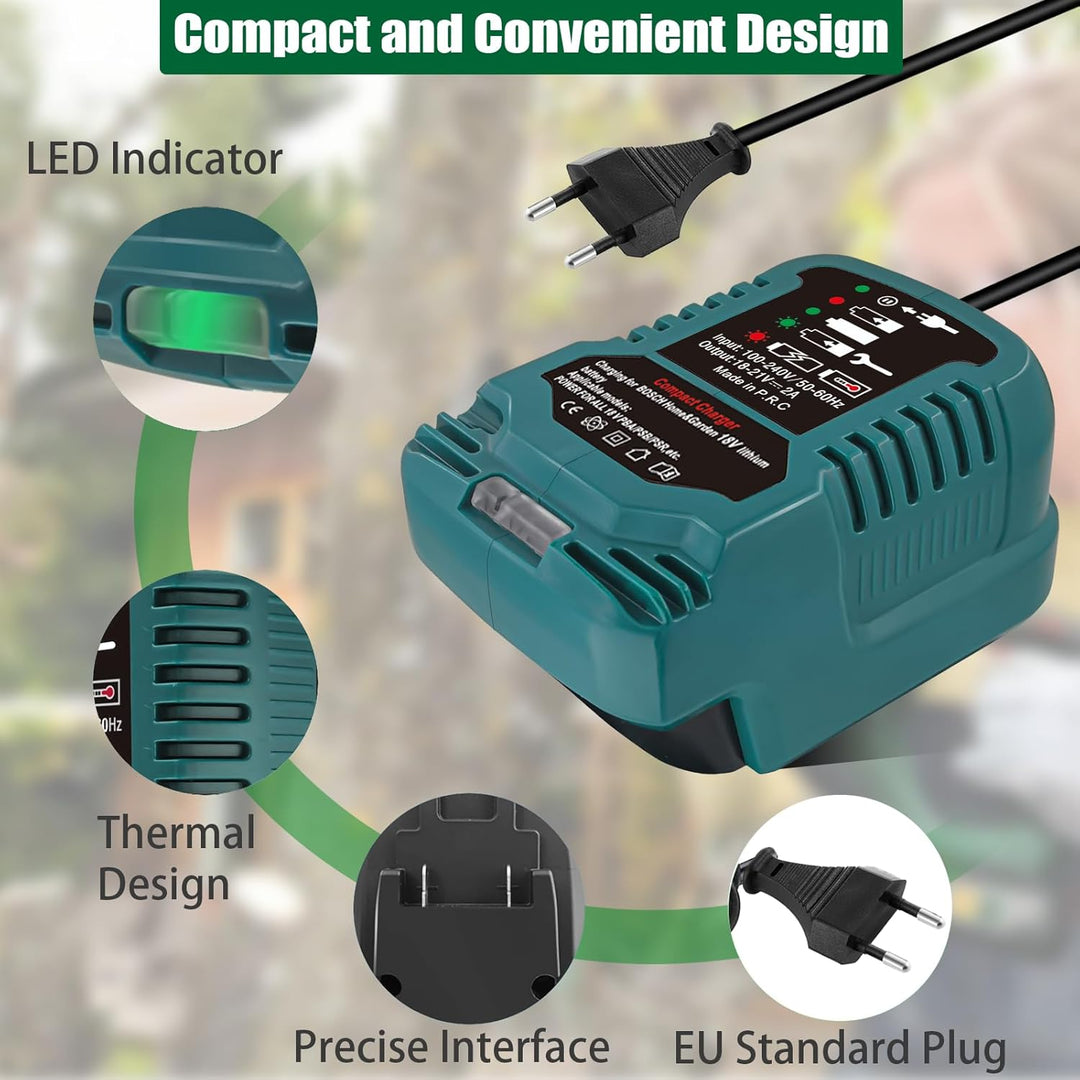 Ersatz Ladegerät für Bosch 18V PBA Haus und Garden System Akku, Tragbares Mini-Schnellladegerät mit
