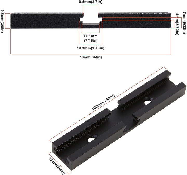 Iverntech 16 Stück Schwarz T-Schienen-Kreuzungs-Set, T-Track Kreuzschlitzteile Aluminium Eloxiert mi