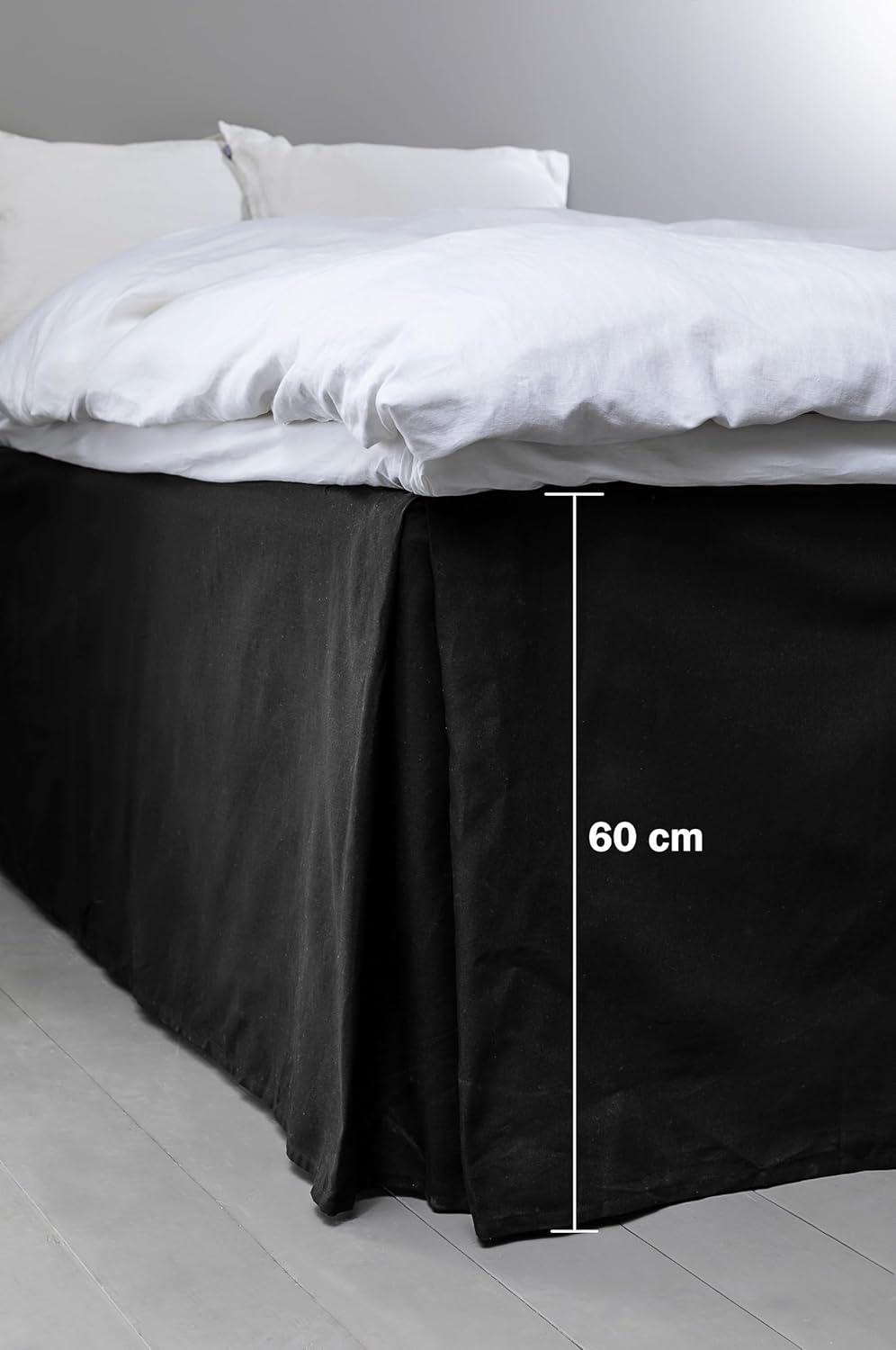 Jotex Colour Betthusse - 100% hochwertige Bio-Baumwolle Bettrock, Höhe 60 cm - Schwarz, 90 x 200 cm