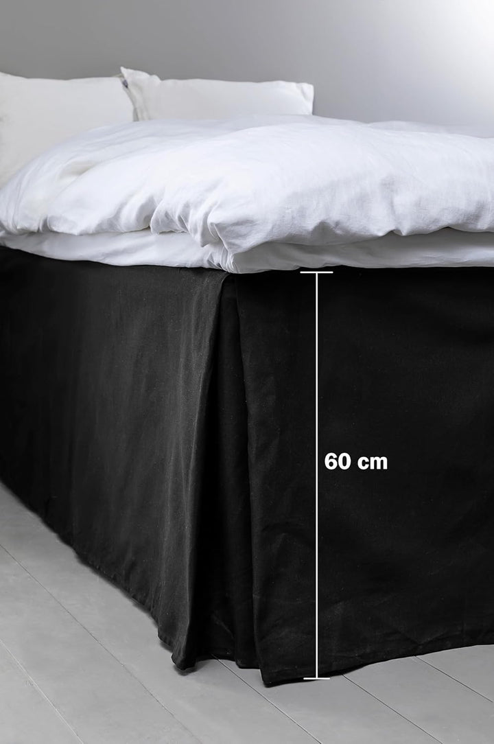 Jotex Colour Betthusse - 100% hochwertige Bio-Baumwolle Bettrock, Höhe 60 cm - Schwarz, 90 x 200 cm