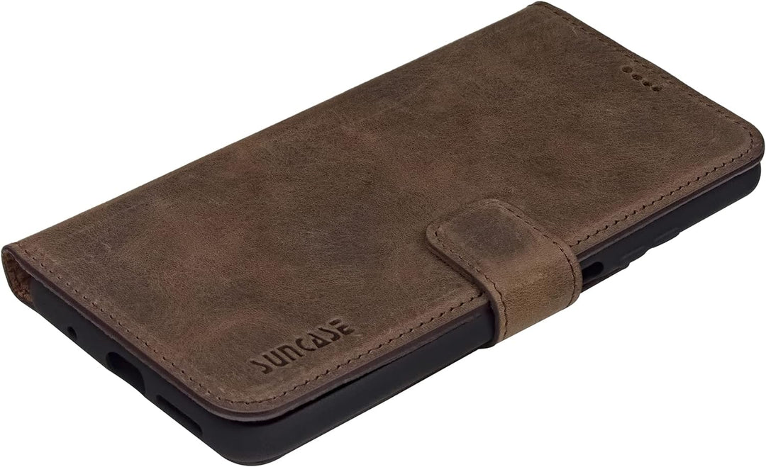 Suncase Book-Style Hülle kompatibel mit Xiaomi Poco M3 Leder Tasche (Slim-Fit) Lederhülle Handytasch