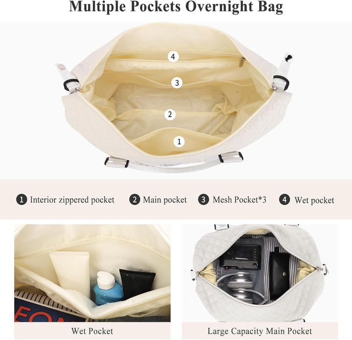 HYC00 Reisetasche Damen Sporttasche Handgepäck Tasche,Weekend Bag mit Kulturbeutel&Nasstasche,Wasser