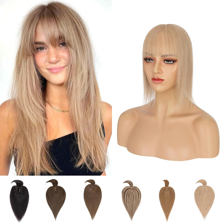 Silk-co Haarteile Echthaar Topper Extensions Echthaar Clip in Extensions Echthaar Glatt Toupet Haarv