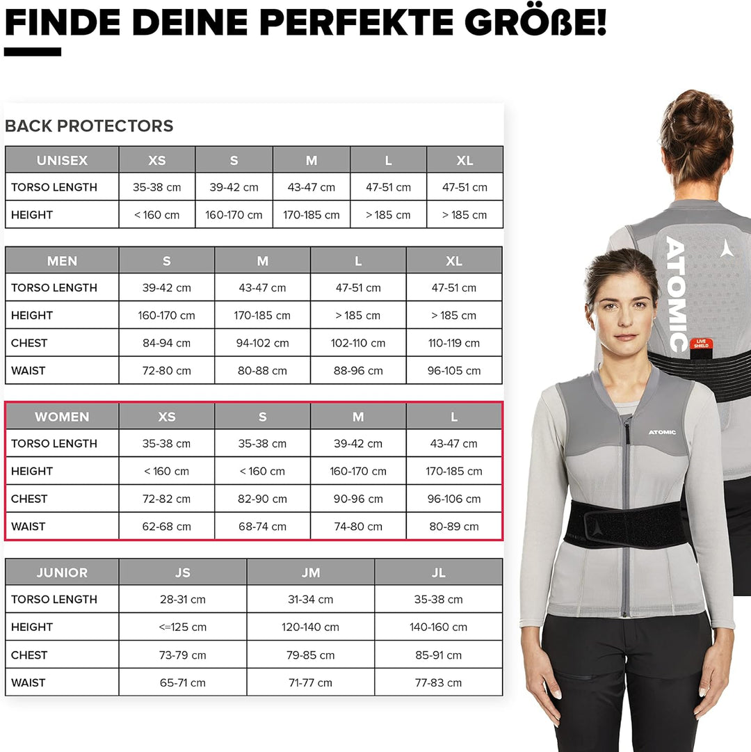 ATOMIC Live Shield Vest M - Hochwertige Protektorenweste - Herren-Rückenprotektor - Multi Density Sc