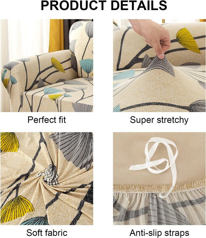 Jaotto Sofabezug 4 Sitzer Elastischer Stretch Spandex Sofa Überwürfe Sofahusse Antirutsch Waschbar S