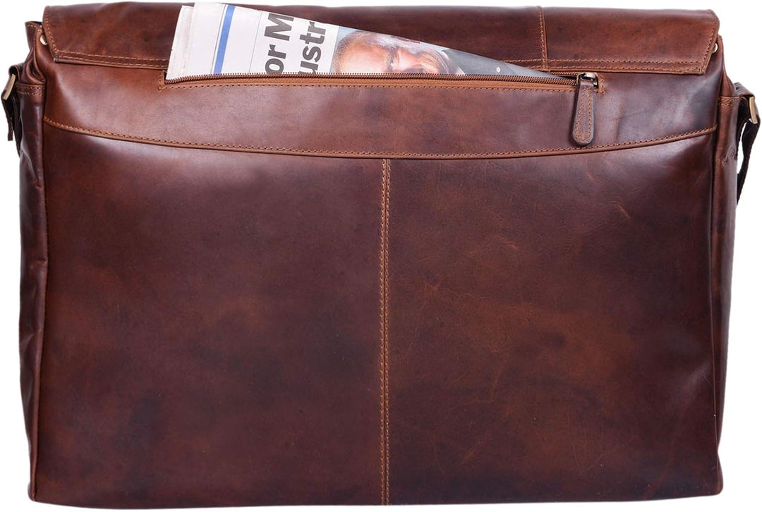 STILORD 'Maximus' XXL Ledertasche riesige Umhängetasche Unitasche 17 18 19 21 Zoll Laptop Aktentasch