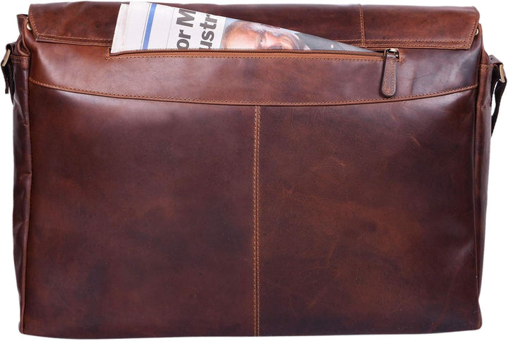 STILORD 'Maximus' XXL Ledertasche riesige Umhängetasche Unitasche 17 18 19 21 Zoll Laptop Aktentasch