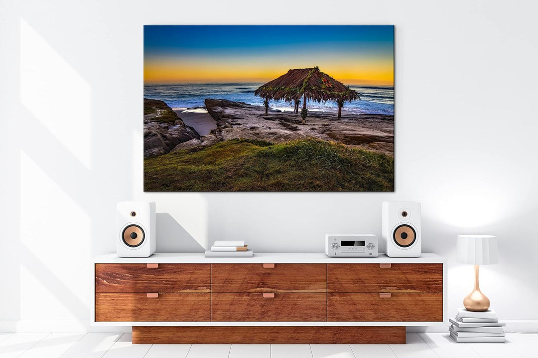 deyoli tropische Hütte am Strand Format: 80x60 als Leinwand, Motiv fertig gerahmt auf Echtholzrahmen