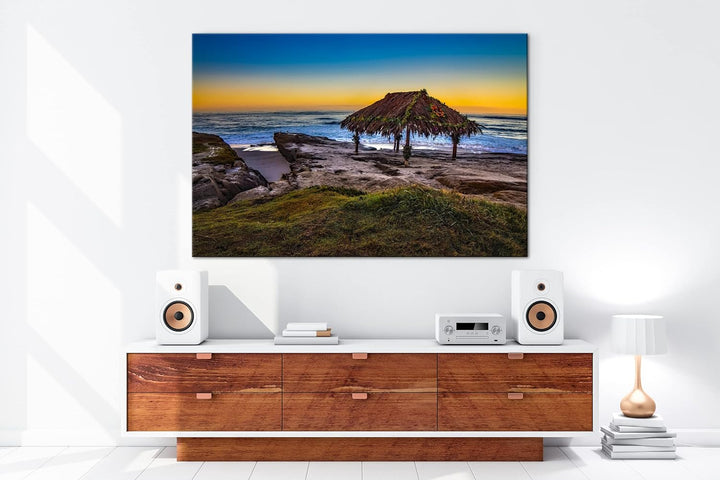 deyoli tropische Hütte am Strand Format: 80x60 als Leinwand, Motiv fertig gerahmt auf Echtholzrahmen