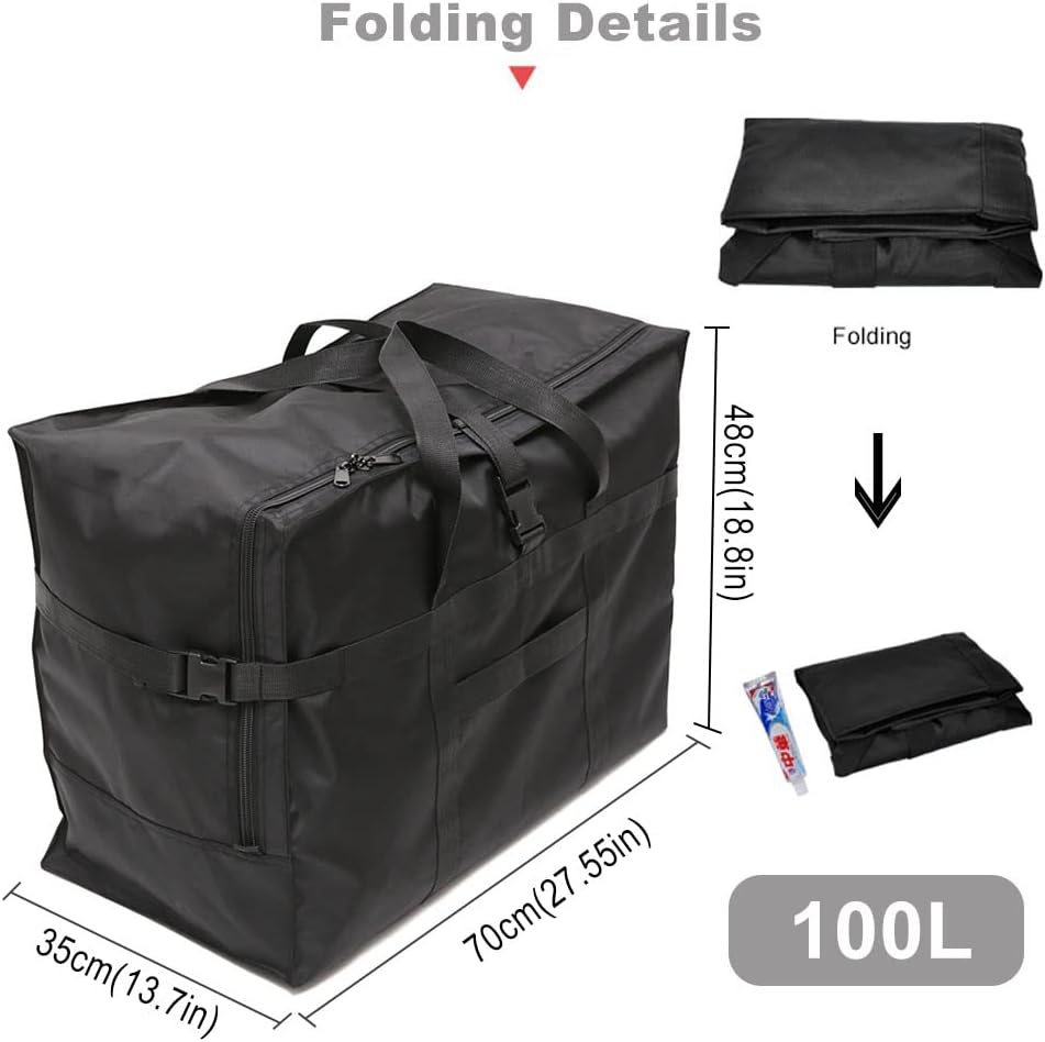 Reisetasche Extra Gross, Faltbare 900d Oxford Heavy-Duty Duffle Bag für Urlaub, Camping, Umzug, Zelt