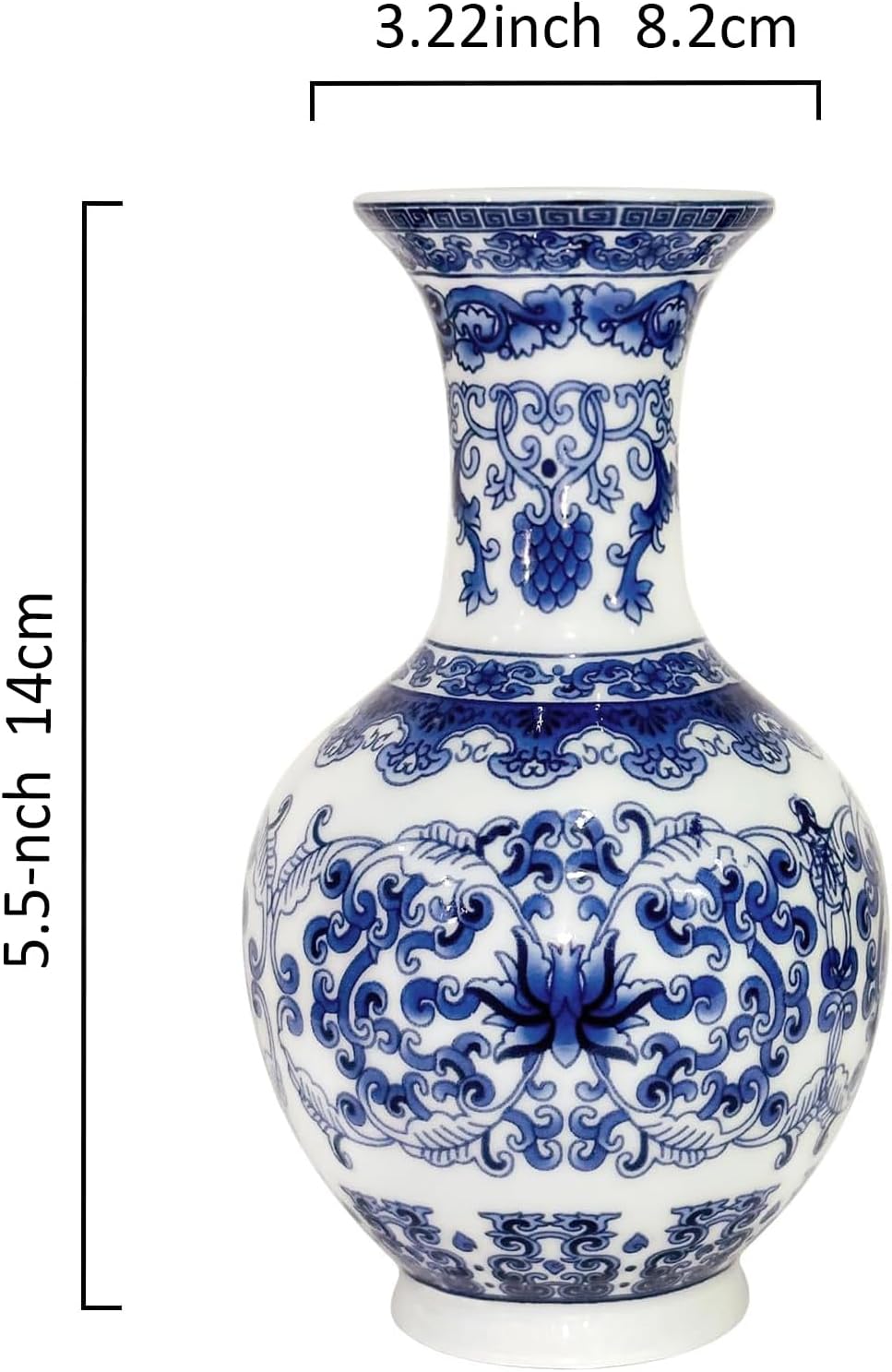 fanquare Kleine Blaue und Weisse Porzellan Vase, Chinesische Vasen Deko, Traditionelle Keramik Blume