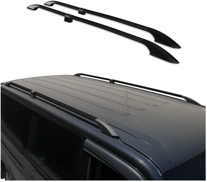 Dachreling Dachgepäckträger kompatibel mit Peugeot Partner Tepee 2008-2018 Alu Schwarz 2X