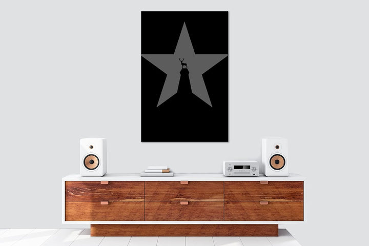 deyoli Sternen Hirsch Format: 80x60 Effekt: Schwarz&Weiss als Leinwandbild, Motiv fertig gerahmt auf