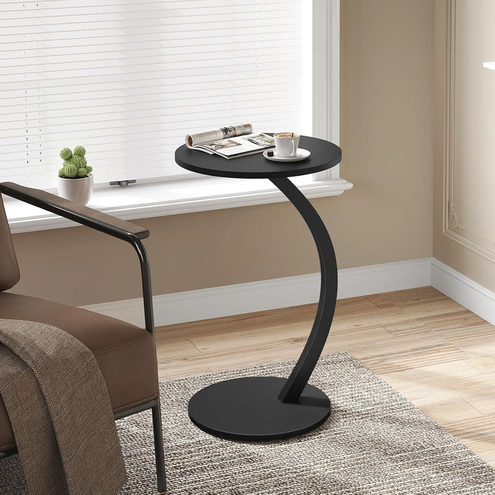 WOLTU Beistelltisch C Form, Couchtisch rund, Sofatisch Kaffeetisch, Kleiner Tisch für Couch Sofa Bet