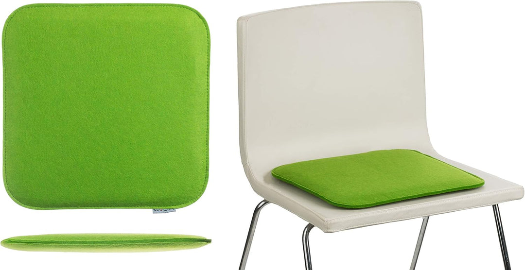 Brandsseller Sitzkissen Filz Eckig 6er Set 35x35x2 cm Stuhlkissen Sitzauflage Gepolstert Grün, Grün