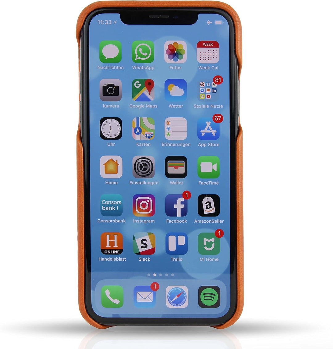 BULLAZO Menor Urban, Edle Hülle aus Leder mit Kartenfach, Kompatibel mit iPhone X 10 XS 10S, Cognac