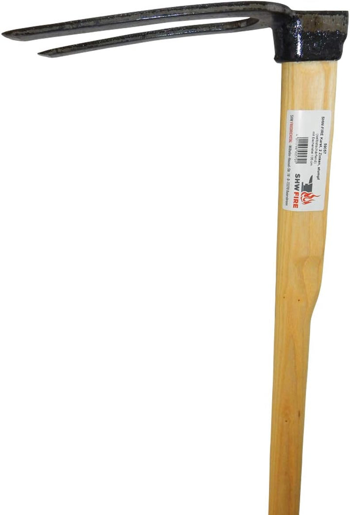 SHW-FIRE Karsthacke - Gartenhacke mit Zwei stumpfen Zinken, 135 cm Langer Eschenholzstiel - Ideal zu