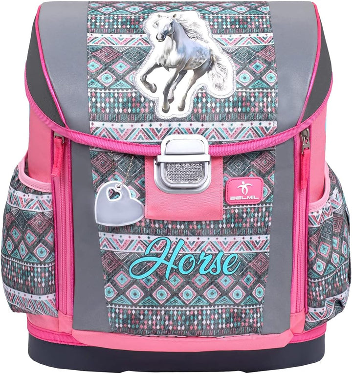 Belmil 404-20 Schulranzen Set 4 - teilig (404-20/AG/S Horse Aruba Blue), Horse Aruba Blue