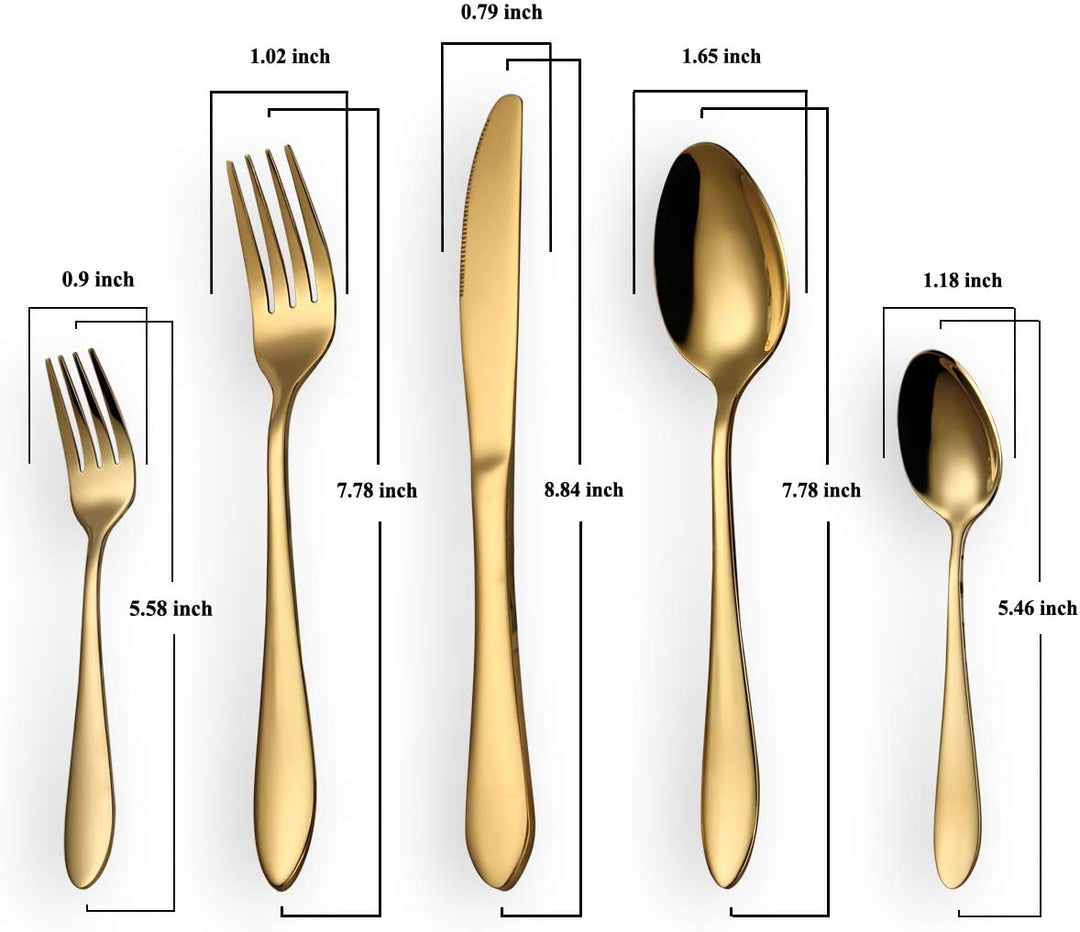 HOMQUEN Besteck Set, Gold Besteck Set, Edelstahl Set Service für 6 Personen, 30 Stück Esszimmer Best