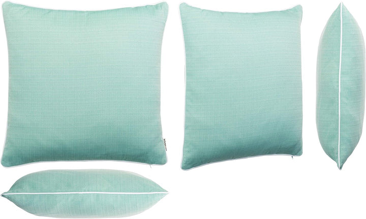 6er Set Outdoor Kissen 45x45 cm – Wetterfeste Zierkissen mit Paspel in Walzoptik – Wasserabweisende